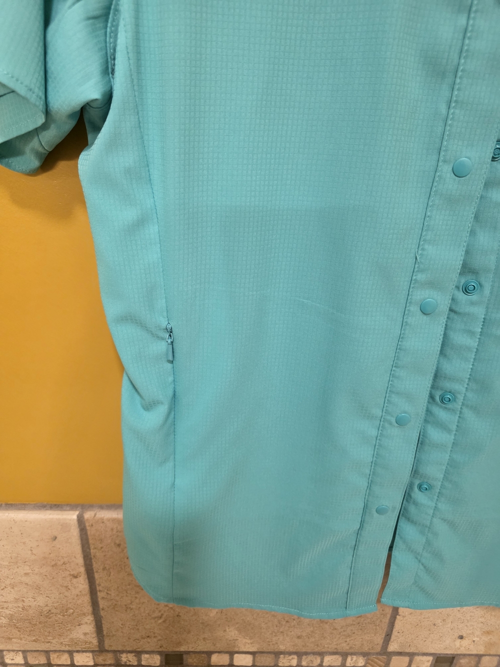 Columbia Women Teal Short Sleeve Button Shirt Size 8 - Picture 9 of 12
